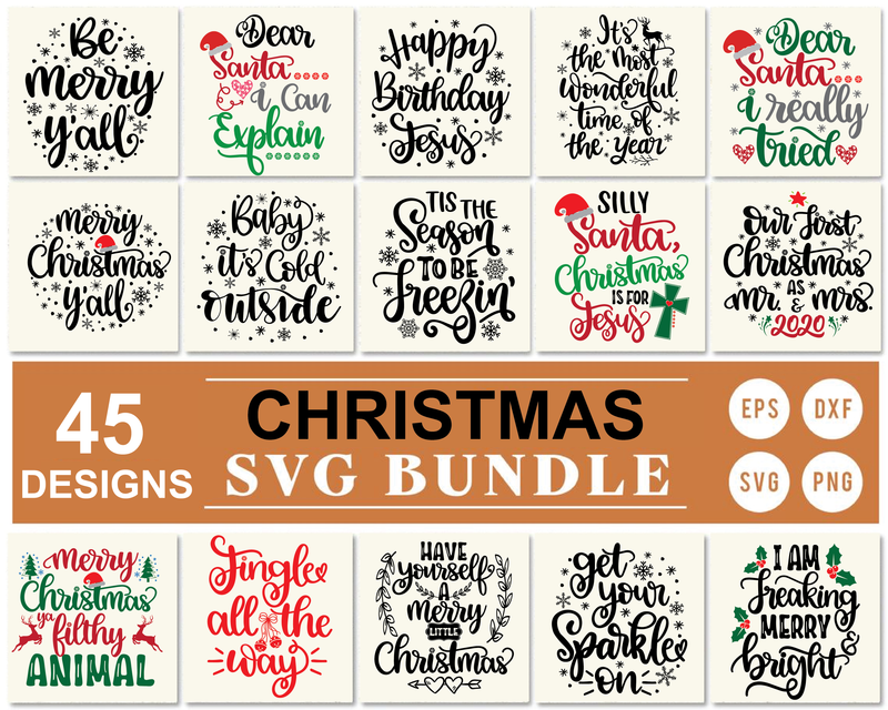 45 Styles Christmas Svg Bundle - So Fontsy