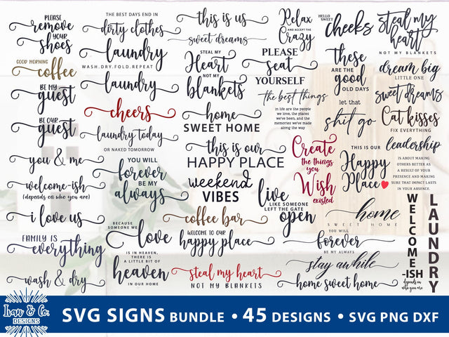 45 Svg Signs SVG Bundle | Farmhouse Sign Svg | Commercial Use | Cricut | Silhouette | Digital Cut Files | SVG DXF PNG (2023b0603) SVG Ivan & Co. Designs 