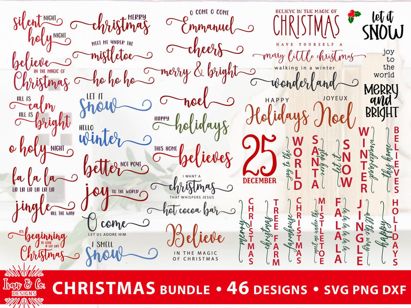 46 Christmas Signs SVG Bundle | Farmhouse Sign Svg | Commercial Use | Cricut | Silhouette | Digital Cut Files | SVG DXF PNG (2023b0602) SVG Ivan & Co. Designs 