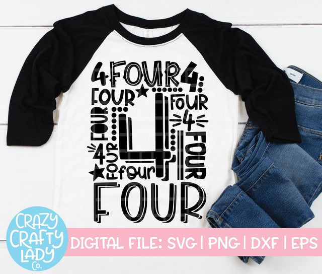 4th Birthday Collage | SVG Cut File SVG Crazy Crafty Lady Co. 