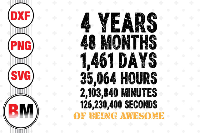4th Birthday Countdown SVG, PNG, DXF Files SVG BMDesign 