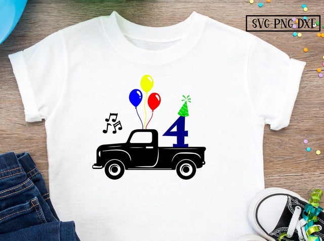 4th Birthday truck SVG Calico Creations Svg 