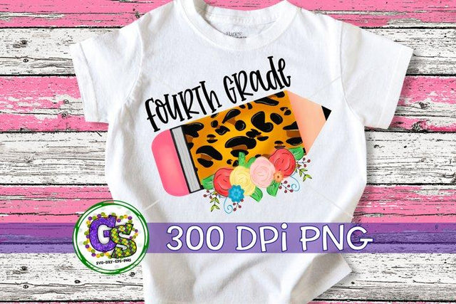 4th Grade Pencil PNG for Sublimation-Back To School PNG Sublimation Greedy Stitches 