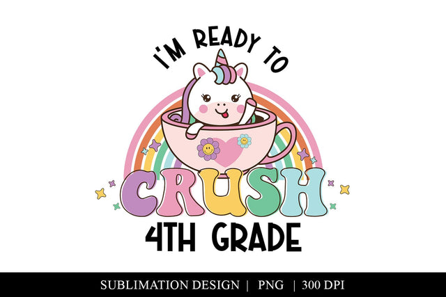 4th Grade PNG, Cute Unicorn Back To School PNG Sublimation BijouBay 