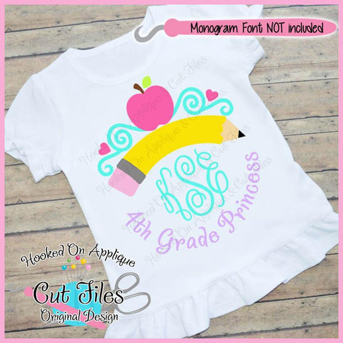 4th Grade Princess SVG DXF PNG EPS Cut File SVG Hooked On Applique 