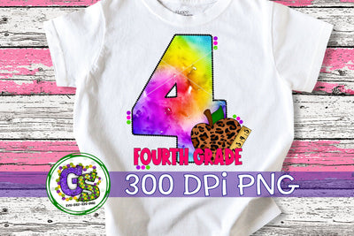 4th Grade Tie Dye PNG for Sublimation Sublimation Greedy Stitches 