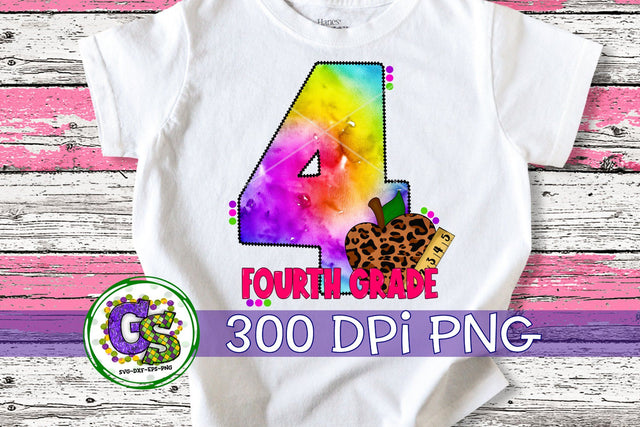 4th Grade Tie Dye PNG for Sublimation Sublimation Greedy Stitches 