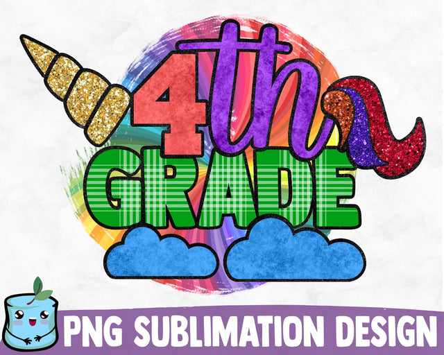 4th Grade Unicorn Sublimation Design Sublimation MintyMarshmallows 