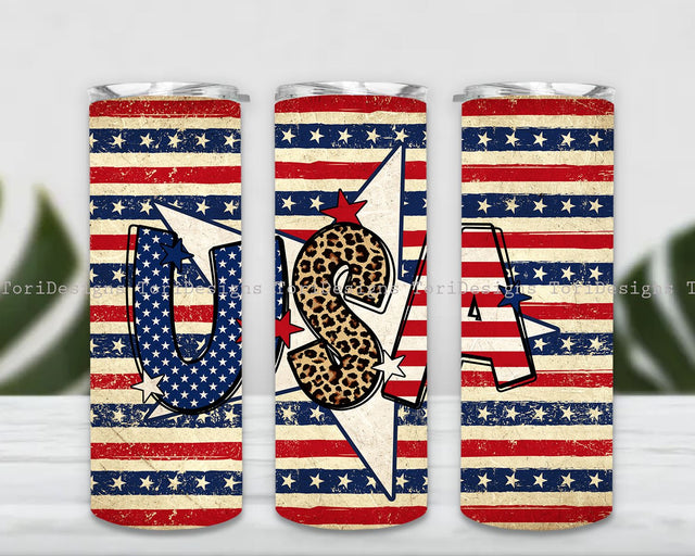 4th July American flag tumbler designs, USA 20oz Skinny Tumbler Sublimation Designs Tumbler for Straight PNG File Digital Download Sublimation ToriDesigns 
