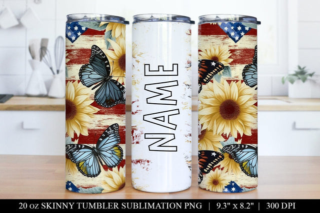 4th July Floral 20oz Tumbler Sublimation Wrap Sublimation BijouBay 