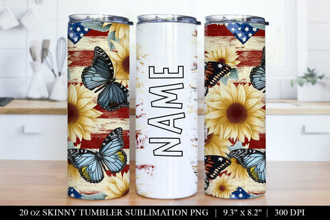 4th July Floral 20oz Tumbler Sublimation Wrap Sublimation BijouBay 