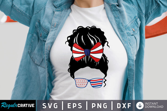 4th july messy bun SVG SVG Regulrcrative 