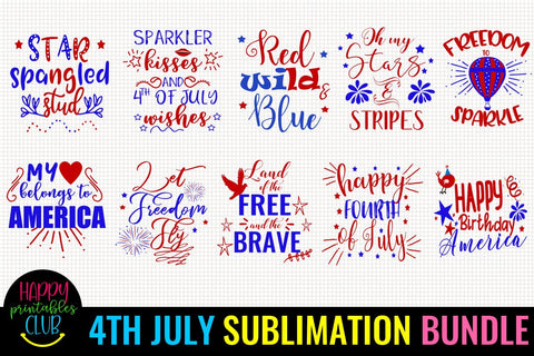 4th July Sublimation Bundle - July 4th Sublimation Bundle Sublimation Happy Printables Club 