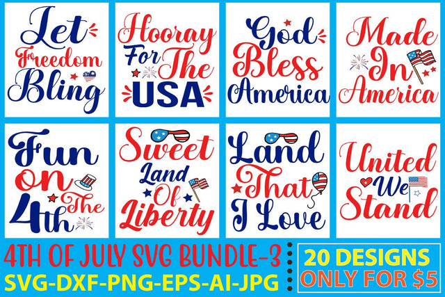 4th July Svg Bundle Vol. 3 SVG Syaman 