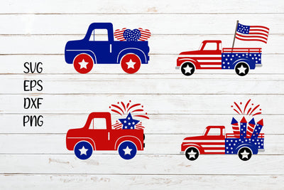 4th July Truck Illustration svg cut file Bundle SVG SmmrDesign 
