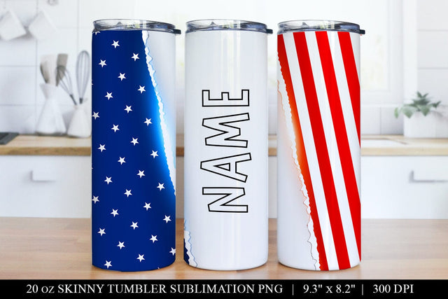 4th July Tumbler Sublimation Wrap - 20oz Skinny Tumbler PNG Sublimation BijouBay 