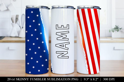 4th July Tumbler Sublimation Wrap - 20oz Skinny Tumbler PNG Sublimation BijouBay 