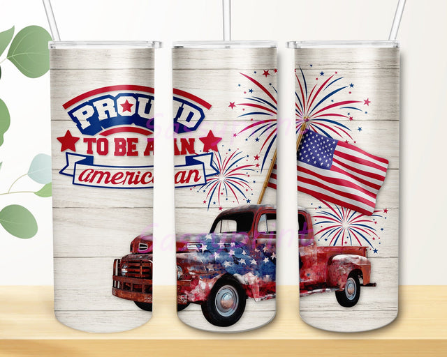 4th July Vintage Truck, Patriotic Firework Tumbler Sublimation Designs, 20 oz Skinny Tumbler Instant Straight Tapered Wrap Digital Download Sublimation sassyprint 