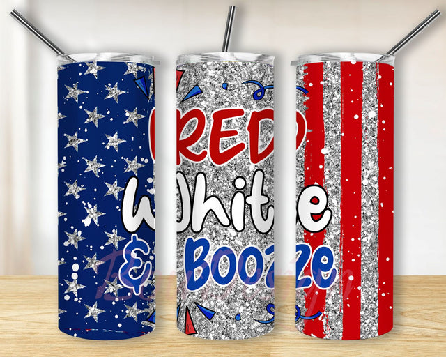 4th Of July 20oz Skinny Tumbler Stars and Stripes Red White Booze Seamless Tie Dye Template American Flag Tumbler Wrap Sublimation Download Sublimation BouDesign 