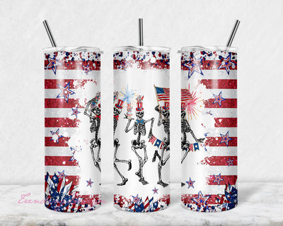4th of July 20oz Skinny Tumbler Sublimation Designs, Fourth of July Skellies 20 ozTumbler Design, Tumbler Png Sublimation TrendingDesign 