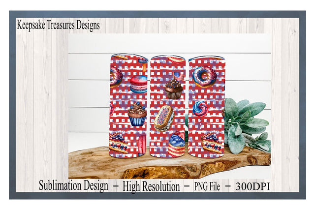 4th of July, 20oz Straight Tumbler Wrap, Car Coaster Template, PNG Sublimation Design, Digital Download, Patriotic Pastry Tumbler Sublimation Keepsake Treasures Designs LLC. 
