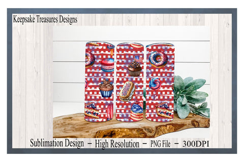 4th of July, 20oz Straight Tumbler Wrap, Car Coaster Template, PNG Sublimation Design, Digital Download, Patriotic Pastry Tumbler Sublimation Keepsake Treasures Designs LLC. 