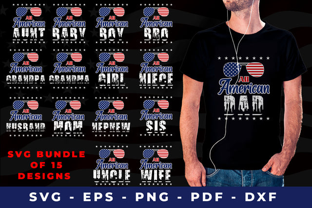 4th of July All American Family, Bundle Svg of 15 Designs SVG Sublimatiz Designs 