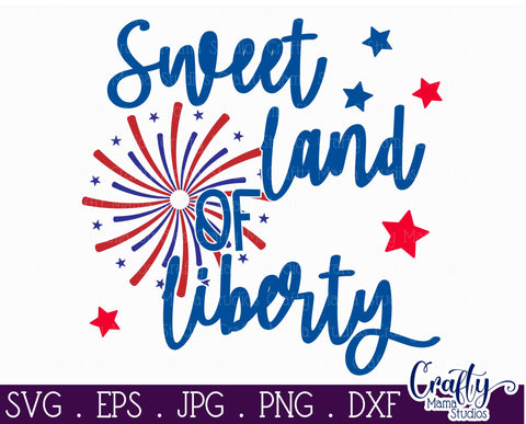 4th of July, America Farmhouse Sign, Sweet Land Of Liberty SVG Crafty Mama Studios 
