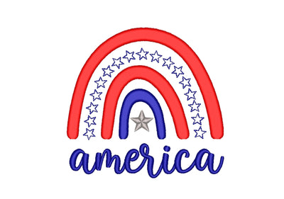 4th of July America Rainbow Embroidery Design, Independence Day Embroidery File, 3 sizes Embroidery/Applique DESIGNS Nino Nadaraia 