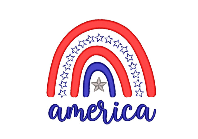 4th of July America Rainbow Embroidery Design, Independence Day Embroidery File, 3 sizes Embroidery/Applique DESIGNS Nino Nadaraia 