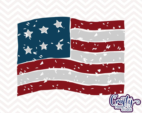 4th of July - American Flag Svg - Distressed USA Flag SVG Crafty Mama Studios 