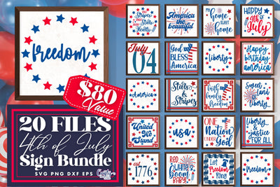 4th of July Bundle, America 4th Of July Farmhouse Sign Svg SVG Crafty Mama Studios 