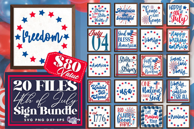 4th of July Bundle, America 4th Of July Farmhouse Sign Svg SVG Crafty Mama Studios 