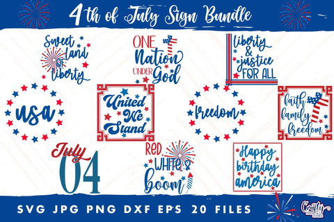 4th of July Bundle, America 4th Of July Farmhouse Sign Svg SVG Crafty Mama Studios 