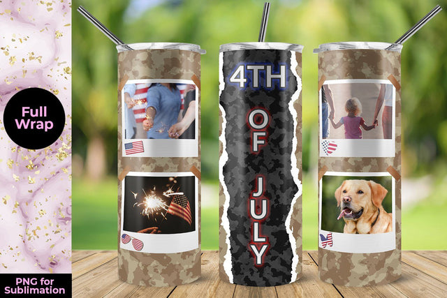 4th of July Camouflage Skinny Tumbler Design 20 Oz Sublimation Sublimatiz Designs 