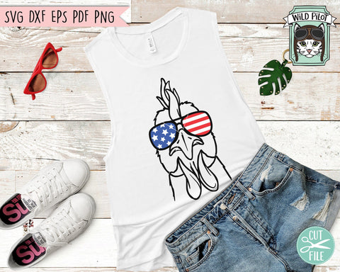 4th of July Chicken SVG File, Fourth of July Chicken SVG, American Flag SVG, Chicken Sunglasses SVG, Chicken Cut File, Funny Chicken SVG, July 4th Animals SVG File SVG Wild Pilot 