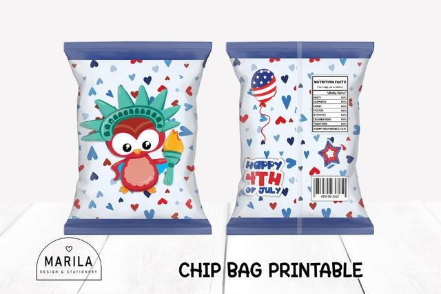 4th of July Chip Bag Design Printable #2 Sublimation Marilakits 