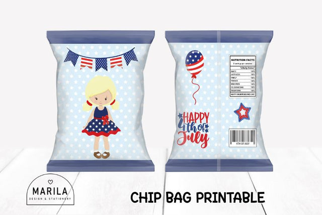 4th of July Chip Bag Design Printable #3 Sublimation Marilakits 