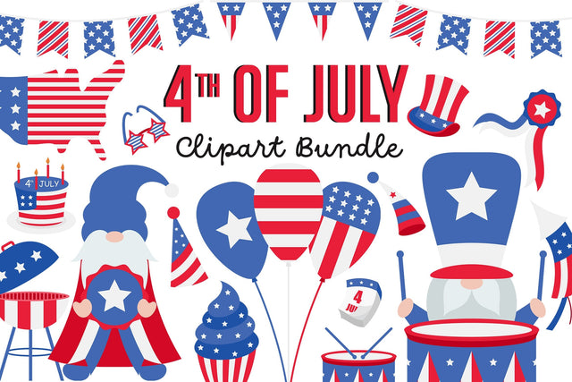 4th Of July Clipart Bundle | Patriotic Gnomes SVG Bundle SVG dapiyupi store 