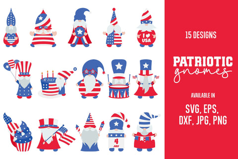 4th Of July Clipart Bundle | Patriotic Gnomes SVG Bundle SVG dapiyupi store 