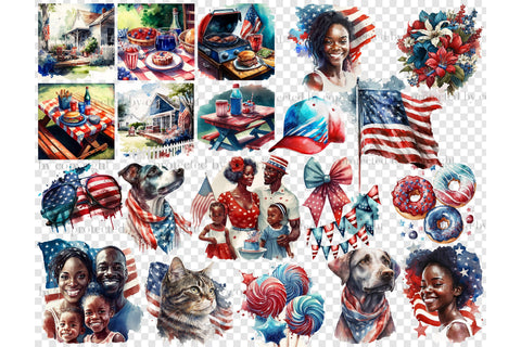 4th of July Clipart Set | American Black Woman Illustration SVG GlamArtZhanna 