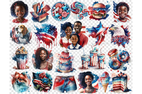 4th of July Clipart Set | American Black Woman Illustration SVG GlamArtZhanna 