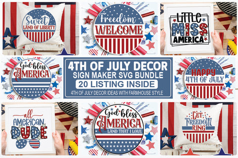 4th of July Decor Sign Maker Bundle SVG fokiira 