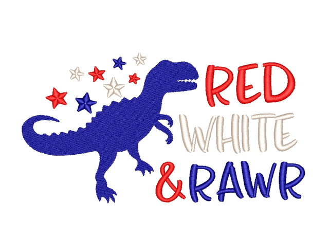 4th of July Dinosaur Embroidery Design, 3 sizes Embroidery/Applique DESIGNS Nino Nadaraia 