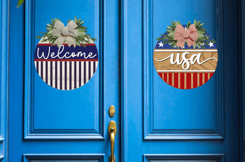 4th of July Door Round Signs PNG Bundle Sublimation Regulrcrative 