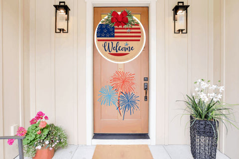 4th of July Door Round Signs PNG Bundle Sublimation Regulrcrative 