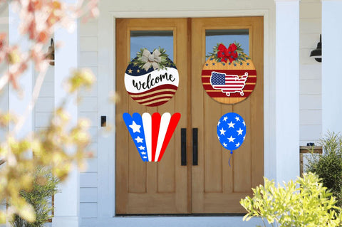 4th of July Door Round Signs PNG Bundle Sublimation Regulrcrative 