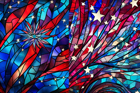 4th of July Fireworks Stained Glass Clipart Bundle Sublimation Regulrcrative 
