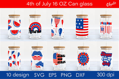 4th of July for 16 OZ Can Glass SVG. Beer Can Glass Wrap SVG Olga Terlyanskaya 