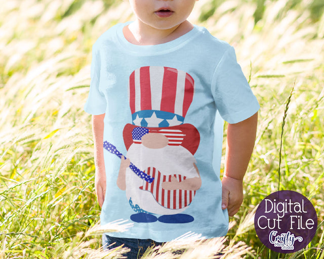 4th of July - Fourth of July - Gnome - Guitar Gnome - Independence Day SVG Crafty Mama Studios 